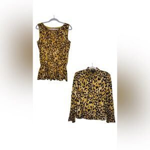 St. John 2010 pre-fall Collection Silk Leopard Top & Zip Jacket PF10 Grp 0